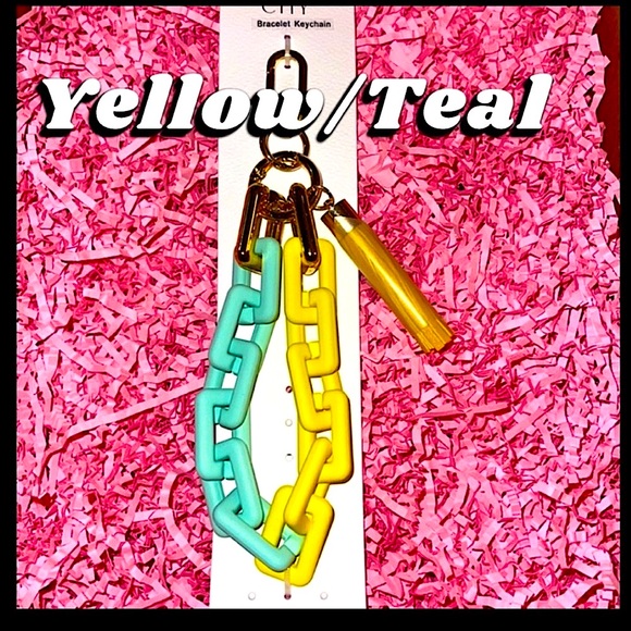 🆕💜🩷LAVENDER/PINK RECTANGLE 2 TONE Rubber Coated Keychain - Picture 3 of 9